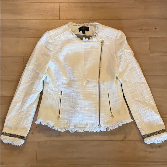 NWT JCrew Tweed Fringe Motorcycle Jacket Skirt Set - Picture 2 of 16